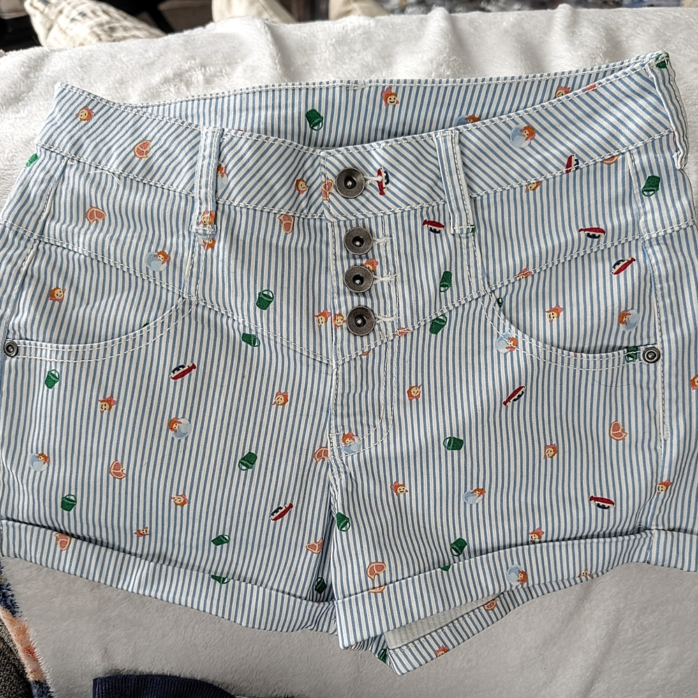 Her Universe Blue Striped High Waist Shorts